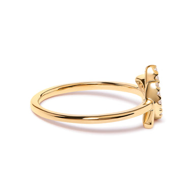 10K Yellow Gold 1/10 Cttw Diamond Leaf and Branch Ring (H-I Color, I1-I2 Clarity) - Ring Size 7 - 0