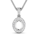 0.18 Carat Genuine White Diamond 14K White Gold Semi Mount Pendant - holds 8x6mm Oval Gemstone-1