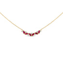 14K Yellow Gold Red Ruby and Diamond Trio Bar Line Necklace (I-J Color, SI2-I1 Clarity) - 18 inch-1