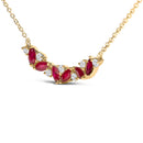14K Yellow Gold Red Ruby and Diamond Trio Bar Line Necklace (I-J Color, SI2-I1 Clarity) - 18 inch-3