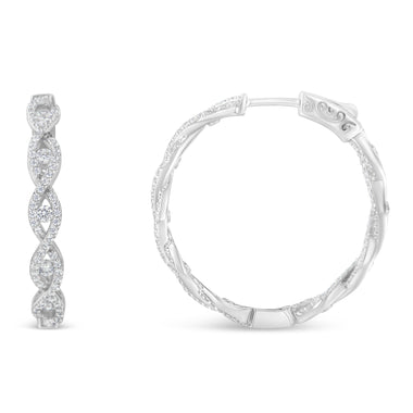 10K White Gold Diamond Hoop Earrings (1 1/2 cttw, H-I Color, I1-I2 Clarity) - 0