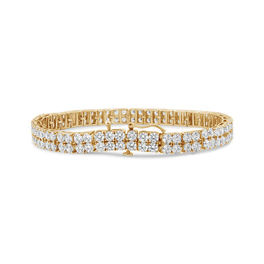 14K Yellow Gold 10.0 Cttw Diamond 2 Row Tennis Bracelet (L-M Color, I2-I3 Clarity) - Size 7.25 Inches - 0