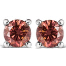 10K White Gold 1/2 Cttw Lab Created Round Brilliant Cut Pink Diamond Classic 4-Prong Solitaire Stud Earrings (Fancy Pink Color, VVS2-VS1 Clarity)-2