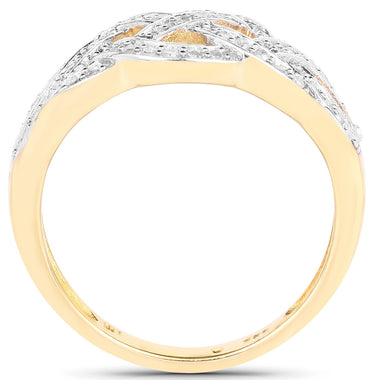 14K Yellow Gold Plated 0.26 Carat Genuine White Diamond .925 Sterling Silver Ring - 0