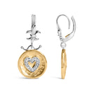 18K Yellow Gold Plated .925 Sterling Silver 1/8 Cttw Diamond Hammered Finished Medallion Heart Drop and Dangle Earrings (I-J Color, SI1-SI2 Clarity)-3