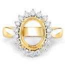 0.54 Carat Genuine White Diamond 14K Yellow Gold Semi Mount Ring - holds 11x9mm Oval Gemstone-4