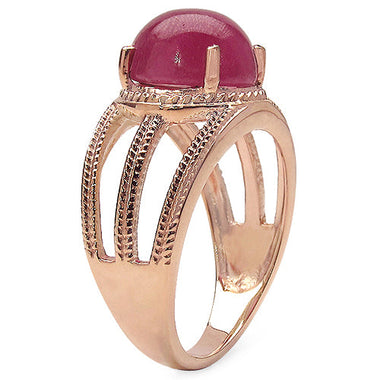 14K Rose Gold Plated 6.55 Carat Genuine Glass Filled Ruby .925 Sterling Silver Ring - 0