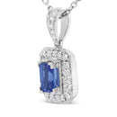 18K White Gold 1/4 Cttw Round Diamond and 6x4mm Purple Tanzanite Halo 18" Pendant Necklace (H-I Color, VS1-VS2 Clarity)-6