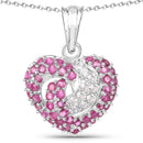 2.65 Carat Genuine Ruby and White Sapphire .925 Sterling Silver Pendant-1