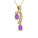 14K Yellow Gold 6x4mm Oval Pink Sapphire and 1/5 Cttw Round Diamond Pendant Necklace - (H-I Color, SI1-SI2 Clarity)-6