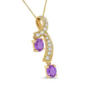 14K Yellow Gold 6x4mm Oval Pink Sapphire and 1/5 Cttw Round Diamond Pendant Necklace - (H-I Color, SI1-SI2 Clarity)-8