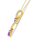 14K Yellow Gold 6x4mm Oval Pink Sapphire and 1/5 Cttw Round Diamond Pendant Necklace - (H-I Color, SI1-SI2 Clarity)-9