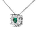 14K White Gold 3.8 MM Green Emerald and 1/3 Cttw Diamond Composite Halo 18" Pendant Necklace (F-G Color, VS2-SI1 Clarity)-6