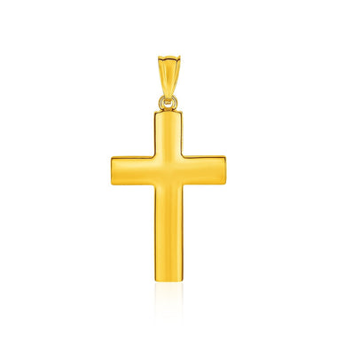 14k Yellow Gold Reversible Textured Cross Pendant - 0