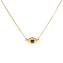 10K Yellow Gold Blue Sapphire and Diamond Accented Evil Eye 18" Inch Pendant Necklace (H-I Color, I1-I2 Clarity)-4