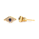 10K Yellow Gold Blue Sapphire and Diamond Accent Evil Eye Stud Earring (H-I Color, I1-I2 Clarity)-6