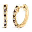 10K Yellow Gold Alternating Blue Sapphire 1/10 Cttw Diamond Huggy Hoop Earrings  (I-J Color, I1-I2 Clarity)-1