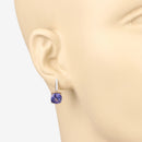 5.64 Carat Genuine Tanzanite and White Diamond 14K Yellow Gold Earrings-3