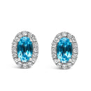 10K White Gold 5x3 MM Oval Purple Amethyst and Diamond Halo Stud Earrings (I-J Color, I1-I2 Clarity)-5