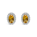 10K White Gold 5x3 MM Oval Purple Amethyst and Diamond Halo Stud Earrings (I-J Color, I1-I2 Clarity)-6