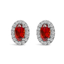 10K White Gold 5x3 MM Oval Purple Amethyst and Diamond Halo Stud Earrings (I-J Color, I1-I2 Clarity)-8