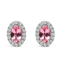 10K White Gold 5x3 MM Oval Purple Amethyst and Diamond Halo Stud Earrings (I-J Color, I1-I2 Clarity)-10
