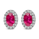 10K White Gold 5x3 MM Oval Purple Amethyst and Diamond Halo Stud Earrings (I-J Color, I1-I2 Clarity)-11