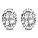 10K White Gold 5x3 MM Oval Purple Amethyst and Diamond Halo Stud Earrings (I-J Color, I1-I2 Clarity)-13