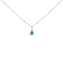 10K White Gold 5x3mm Green Emerald and Diamond Accent Halo Pear Shape 18" Pendant Necklace (I-J Color, I1-I2 Clarity)-1