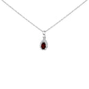10K White Gold 5x3mm Green Emerald and Diamond Accent Halo Pear Shape 18" Pendant Necklace (I-J Color, I1-I2 Clarity)-4