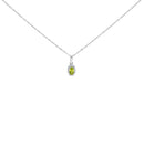10K White Gold 5x3mm Green Emerald and Diamond Accent Halo Oval Shape 18" Pendant Necklace (I-J Color, I1-I2 Clarity)-5