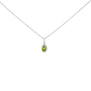10K White Gold 5x3mm Green Emerald and Diamond Accent Halo Pear Shape 18" Pendant Necklace (I-J Color, I1-I2 Clarity)-5