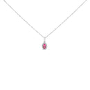 10K White Gold 5x3mm Green Emerald and Diamond Accent Halo Oval Shape 18" Pendant Necklace (I-J Color, I1-I2 Clarity)-6