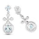 4.42 Carat Genuine Aquamarine and White Zircon .925 Sterling Silver Earrings-2