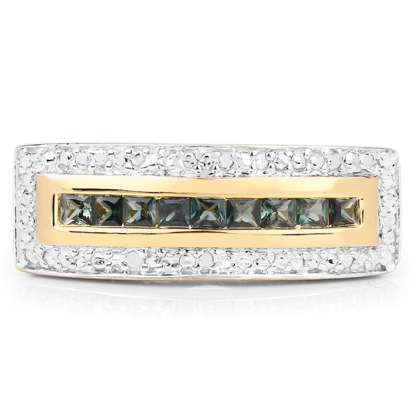1.08 Carat Genuine Green Sapphire .925 Sterling Silver Ring