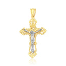 14k Two Tone Gold Cross Pendant-3