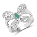 0.21 Carat Genuine Emerald .925 Sterling Silver Ring-1