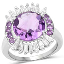 5.20 Carat Genuine Amethyst and White Topaz .925 Sterling Silver Ring-1