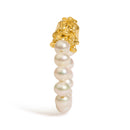 18K Yellow Gold Freshwater Pearl Dragon Charm Adjustable Ring Band-3