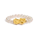 18K Yellow Gold Freshwater Pearl Dragon Charm Adjustable Ring Band-4