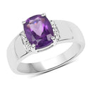 1.85 Carat Genuine  Amethyst and White Topaz .925 Sterling Silver Ring-1