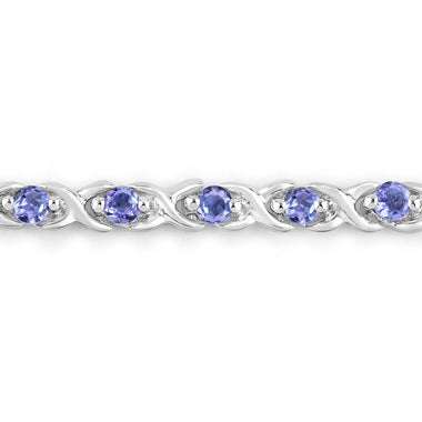 0.91 Carat Genuine Tanzanite .925 Sterling Silver Bracelet - 0