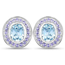 6.30 Carat Genuine Blue Topaz and Tanzanite .925 Sterling Silver Earrings-1