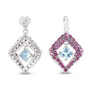 5.70 Carat Genuine Blue Topaz & Rhodolite .925 Sterling Silver Earrings-3