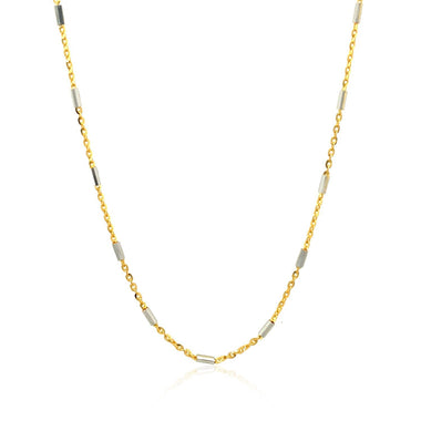 Bar Links Pendant Chain in 14k Two Tone Gold (1.4mm) - 0