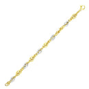 14k Two-Tone Gold Interlaced Smooth and Textured Link Bracelet-2