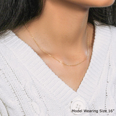 18k Yellow Gold Diamond Cut Cable Link Chain (0.80 mm) - 0