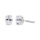 14K White Gold 1.00 Cttw Lab Grown Oval Solitaire Diamond Stud Earrings (F-G Color, VS2-SI1 Clarity)-1