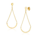 14k Yellow Gold Curved Chain Drop Earrings-1