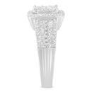 10K White Gold Diamond Cluster Ring (1 Cttw, H-I Color, I1-I2 Clarity) - Size 6-3/4-5